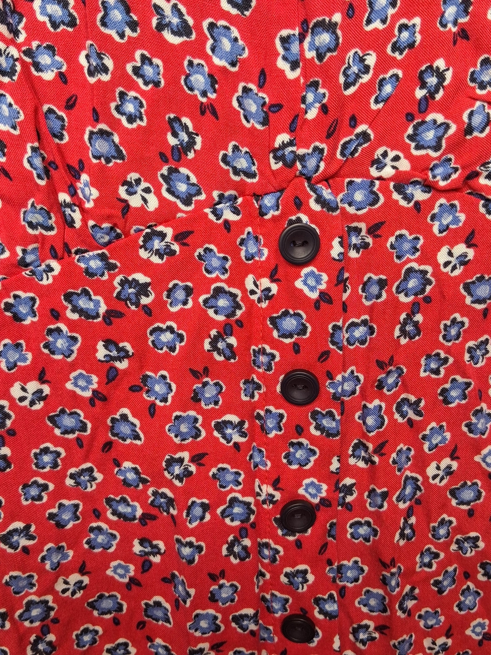 Button-Front Red Floral Mini Dress - Picture 6 of 11